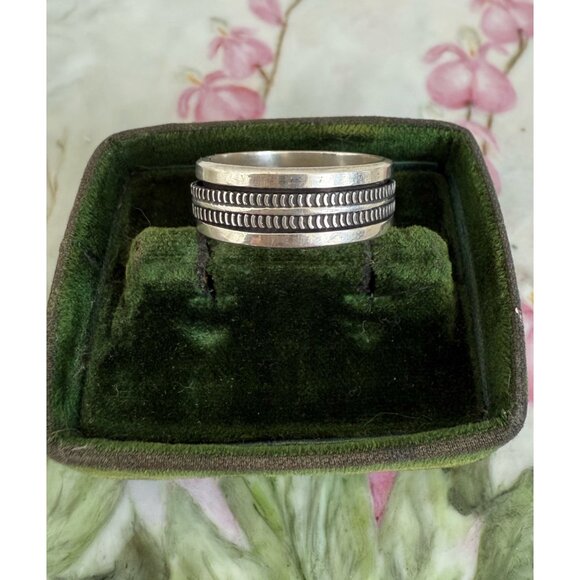Vintage 90's Mexico 925 Silver Mens Spinner Ring 12 grams Sz 13 3/4 - Picture 6 of 10